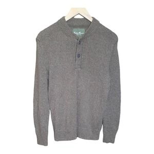 Eddie Bauer Mens Brown Two Button Knit Sweater Size Small